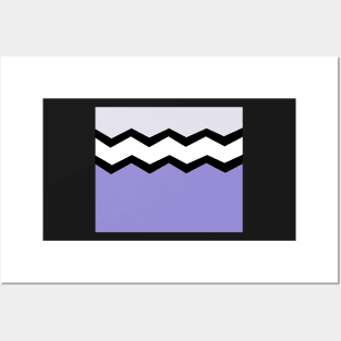 Abstract zigzag - purple, black and white. Posters and Art